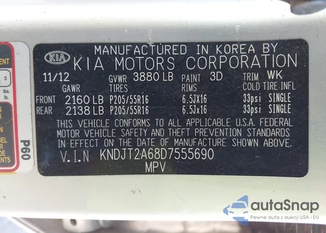 2013 Kia Soul + from USA, damaged, VIN KNDJT2A68D7555690